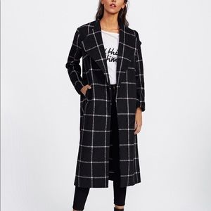 Drape collar long coat
